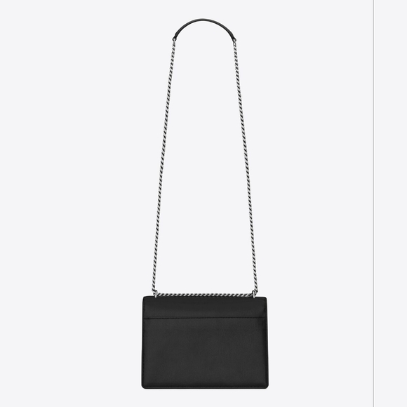 NWT!!! New! YSL Saint Laurent Sunset Medium YSL Crossbody Bag in Black Leather - Picture 11 of 16